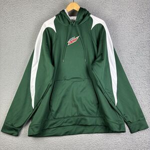 Mountain Dew‎ 2XL Hoodie Y2K Sweatshirt Embroidered Green Zippered Pocket Hooded